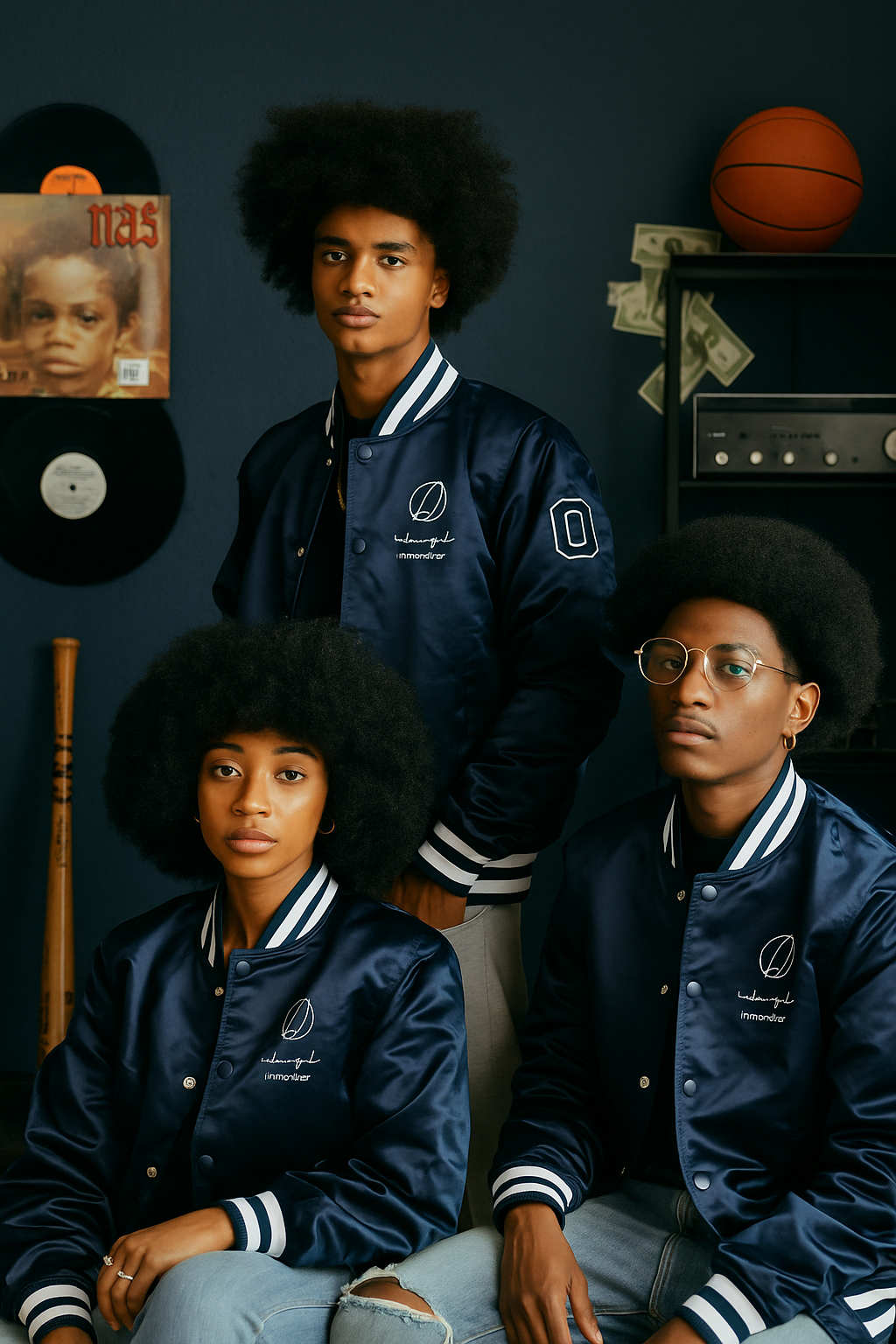 Navy blue Inkansah winter jacket with thermal lining and front pockets