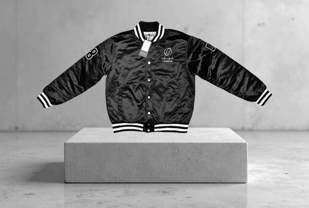 Black Inkansah winter jacket with thermal lining and side and inner pockets